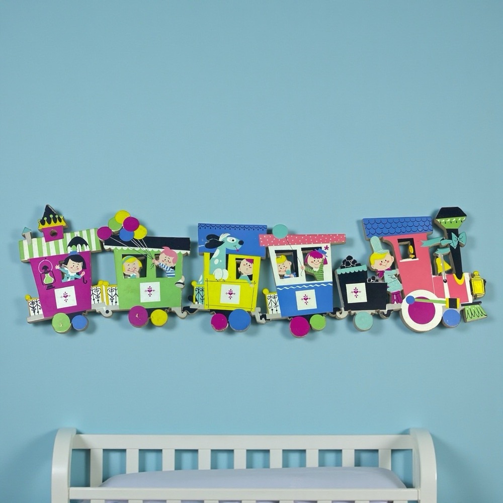 VTG Dolly Toy Co Train Wall Puzzle 1950s Pressboard Nursery Decor